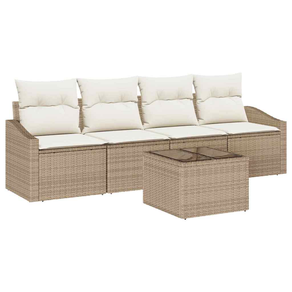 Garten-Sofa-Set 5 pcs Beige und Creme 55 x 55 x 37 cm